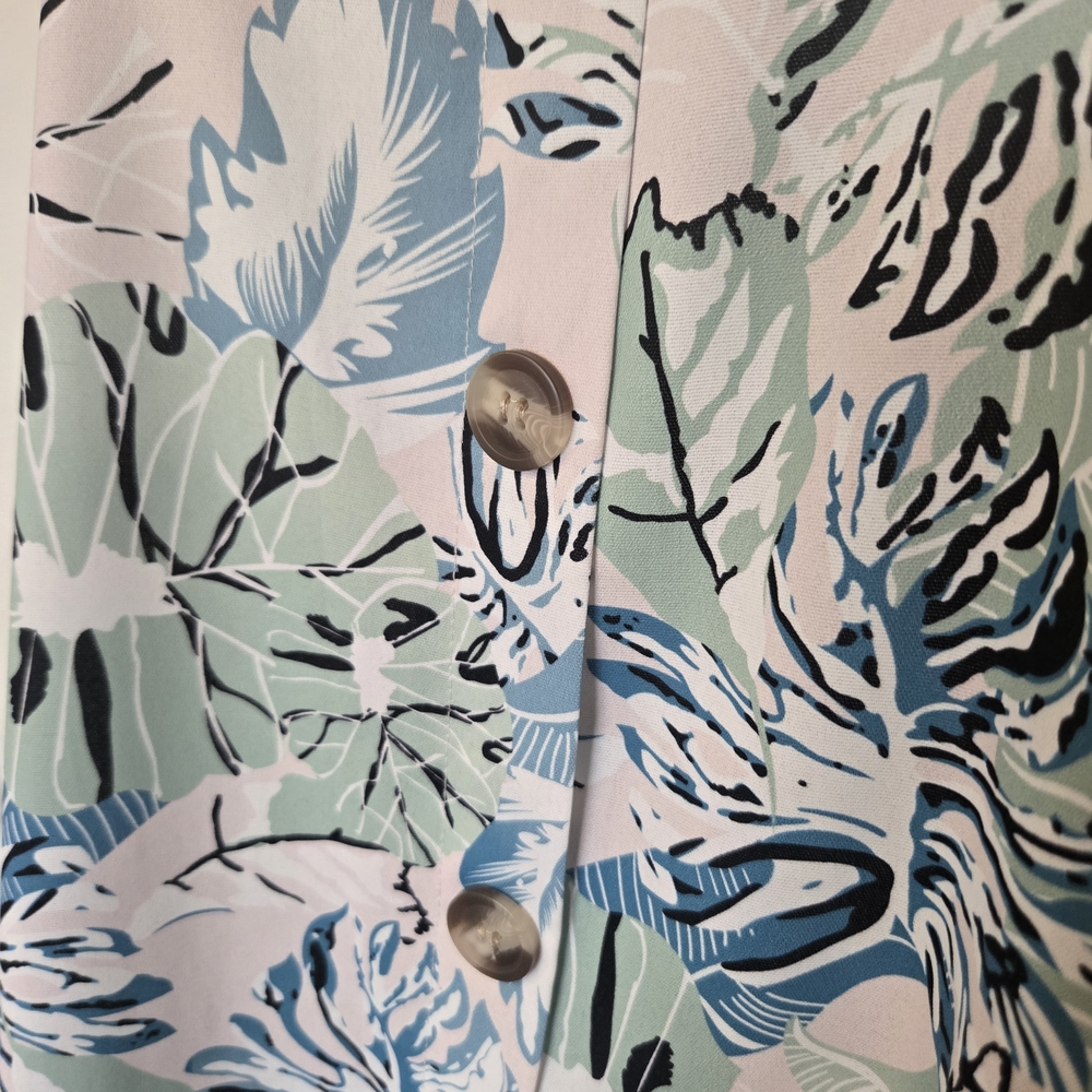 3 For $15 Tropical Print Button-Front Sundress in Pastel Green & Blue - Picture 6 of 9